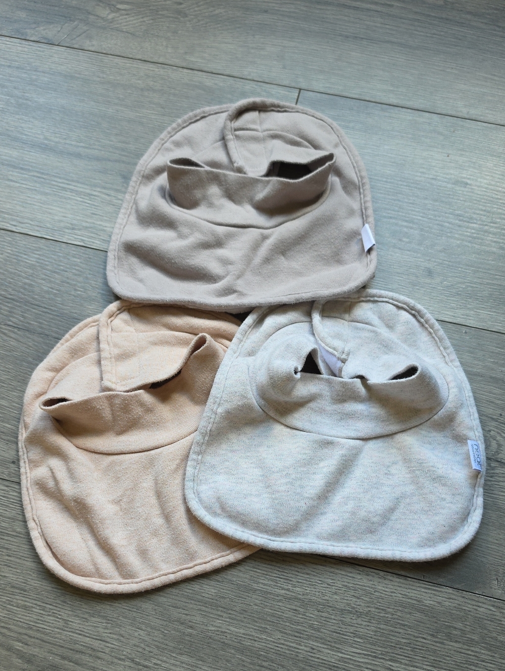 3/$6 Neutral Tone Baby Bib Set - Beige, Cream, Light Gray